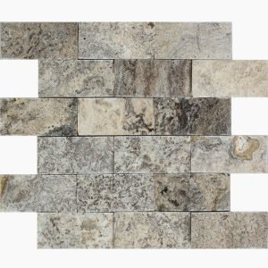 2x4 SILVER Splitface Travertine MOSAIC