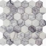 2" WHITE LILAC Polished 'Hexagon' Marble MOSAIC