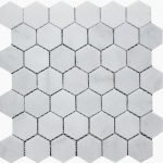 2″ WHITE PEARL Polished 'Hexagon' Marble MOSAIC