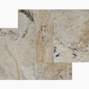 Stone Mart | French Pattern LEO ONYX Premium-SELECT Brushed-CHISELED Travertine TILE