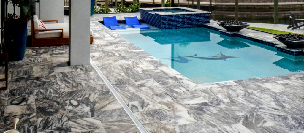 cleaning a marble pool