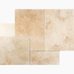 French Pattern IVORY CREAM Tumbled Travertine PAVER